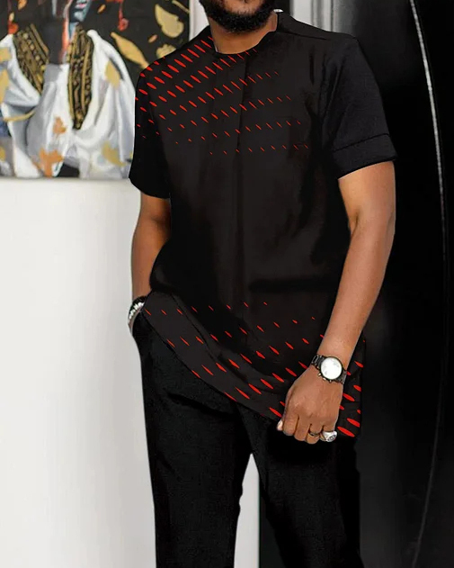 Suitmens Men's Ombre Print Short Sleeve Suit 069