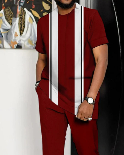 Men's Color Block Short Sleeve Suit