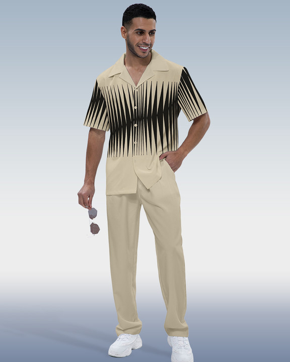 Men's Panel Print Short Sleeve Walking Suit