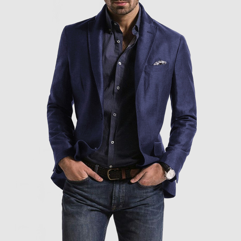 Men's Commuter Casual Solid Color Tops Double Button Coat Blazer