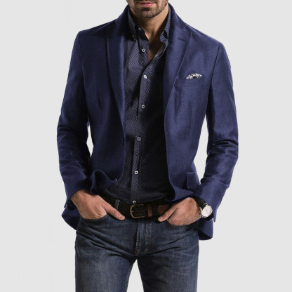 Men's Commuter Casual Solid Color Tops Double Button Coat Blazer