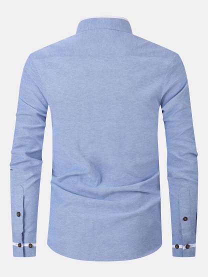 Long Sleeve Contrast Stand Collar Shirt
