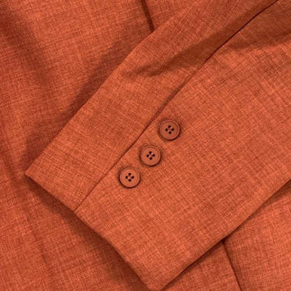Men's Solid Color Lapel Cotton and Linen Blazer
