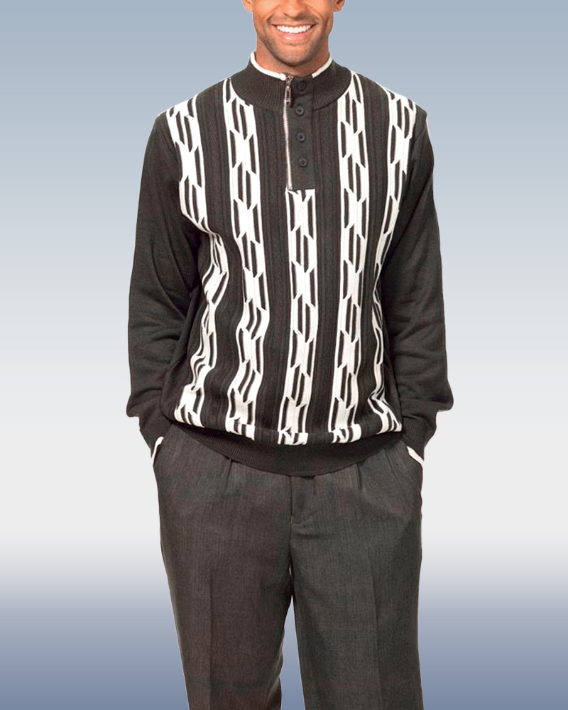 {Pre-order ships within 30} Black Knitted Walking Suit Long Sleeve Suit