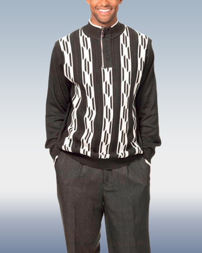 {Pre-order ships within 30} Black Knitted Walking Suit Long Sleeve Suit