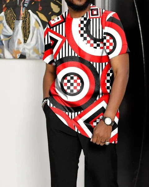 Men's Ombre Print Short Sleeve Suit