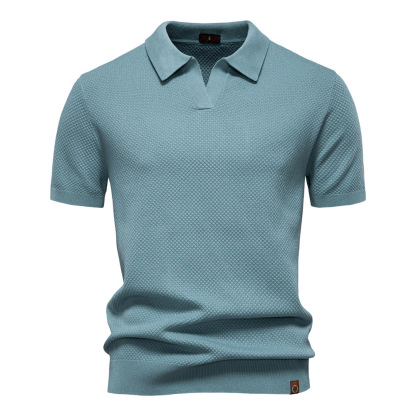 Men'S Business Seagull Collar Men'S Short-Sleeved Sweater Polo Shirt