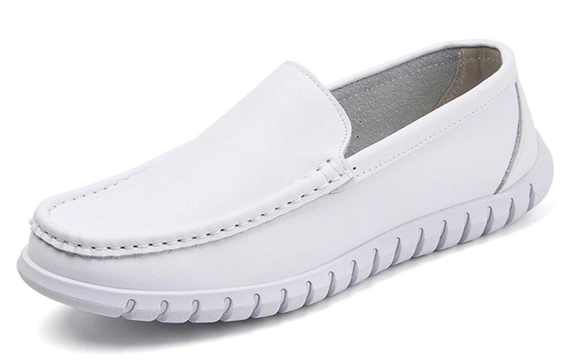 leather loafer color white size 5 for men