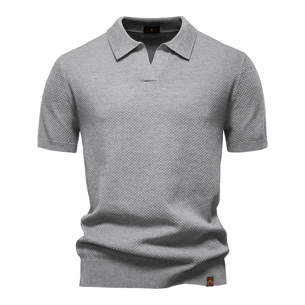 Men'S Business Seagull Collar Men'S Short-Sleeved Sweater Polo Shirt