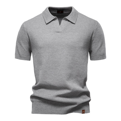 Men'S Business Seagull Collar Men'S Short-Sleeved Sweater Polo Shirt