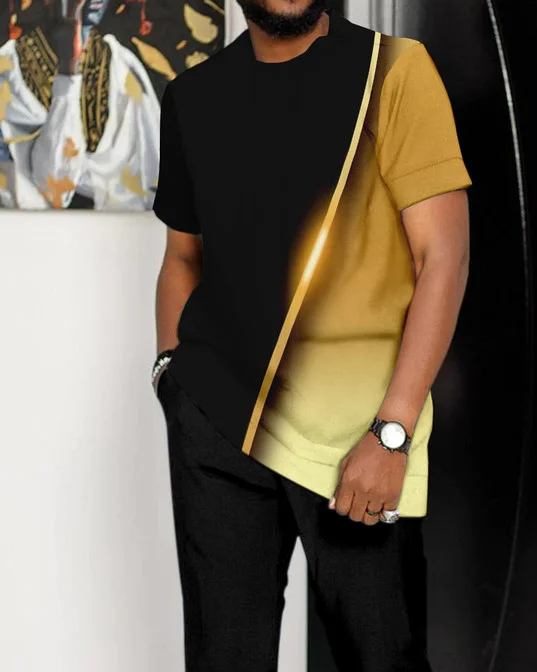 Suitmens Men's Ombre Print Short Sleeve Suit 088