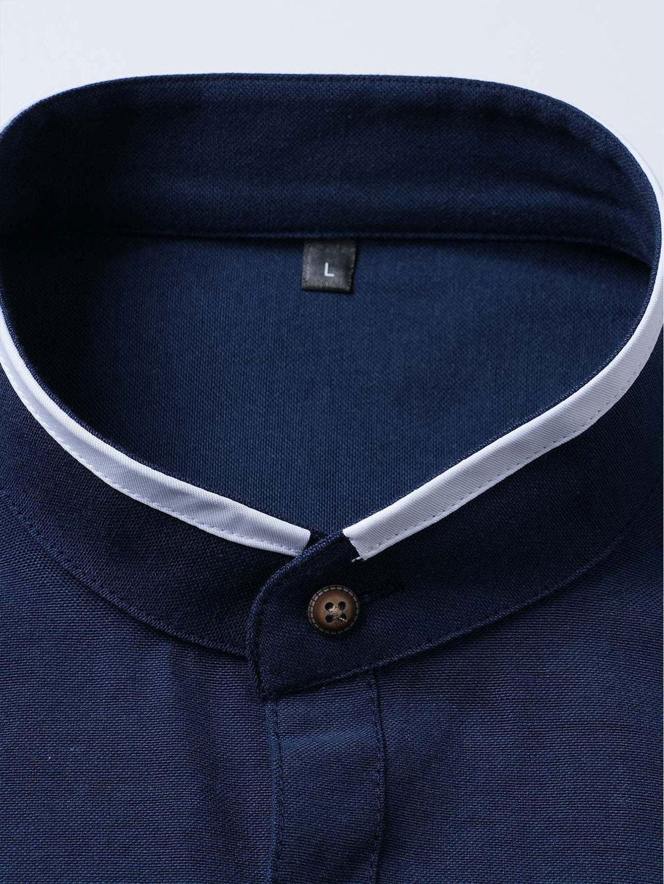 Long Sleeve Contrast Stand Collar Shirt