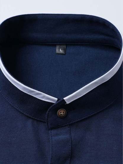 Long Sleeve Contrast Stand Collar Shirt