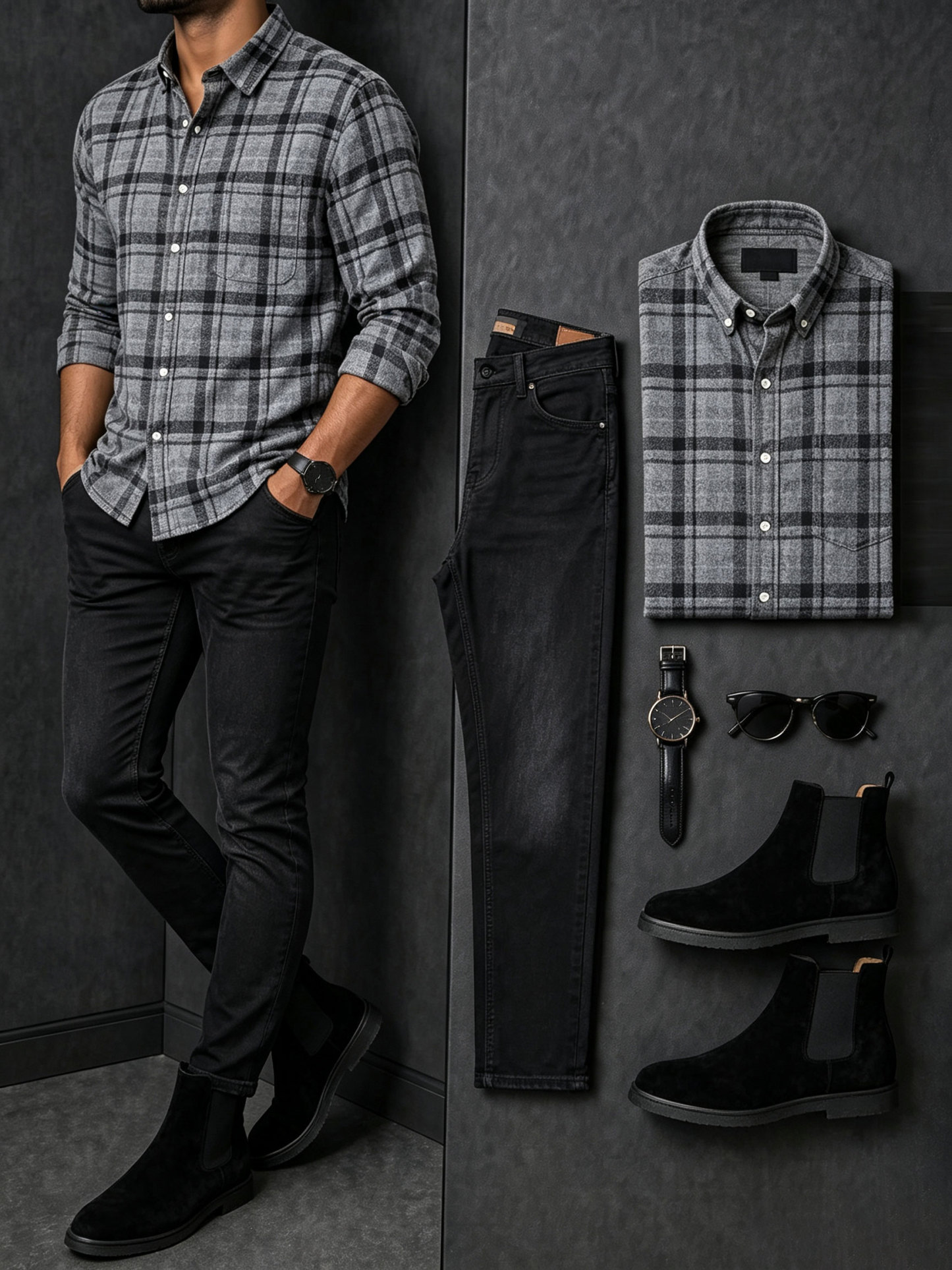 Men's Casual Color Matching Short Sleeves Knit Polo Shirt & Trousers Two Piece Set