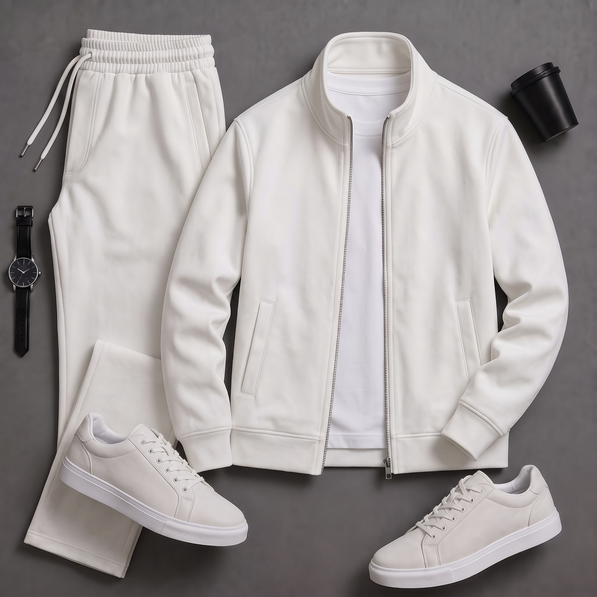 Men's Causal Stand Collar Jacket & Pants Two-Piece Sets