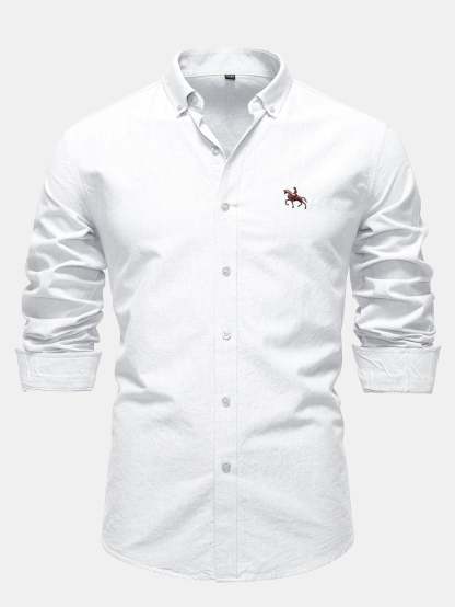 Cowboy Embroidery Cotton Button Up Shirt