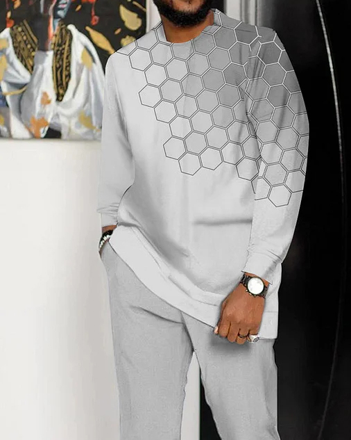 Men's Gradient Long Sleeve Athletic Walking Suit