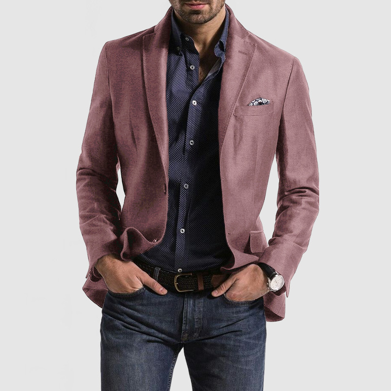 Men's Commuter Casual Solid Color Tops Double Button Coat Blazer