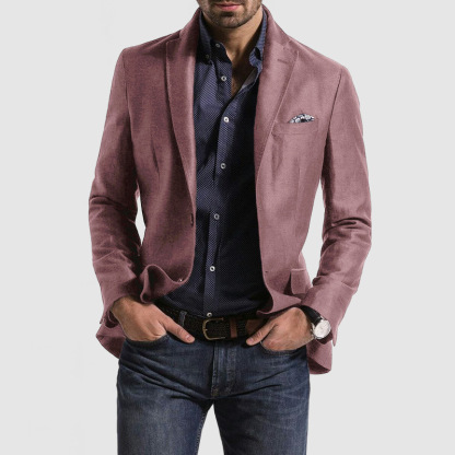 Men's Commuter Casual Solid Color Tops Double Button Coat Blazer