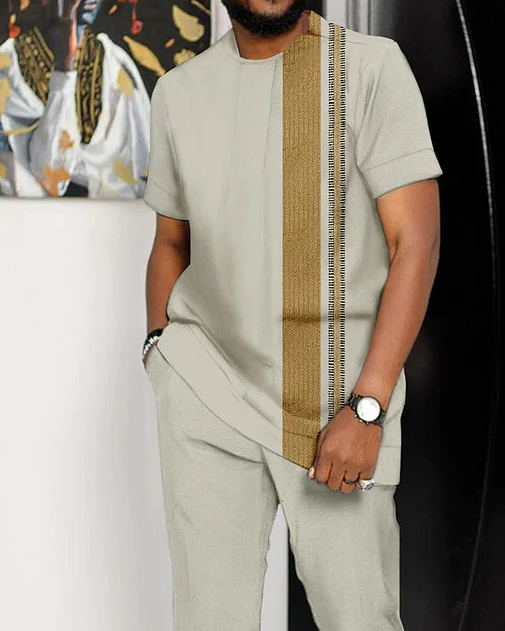 Men's Ombre Print Short Sleeve Suit