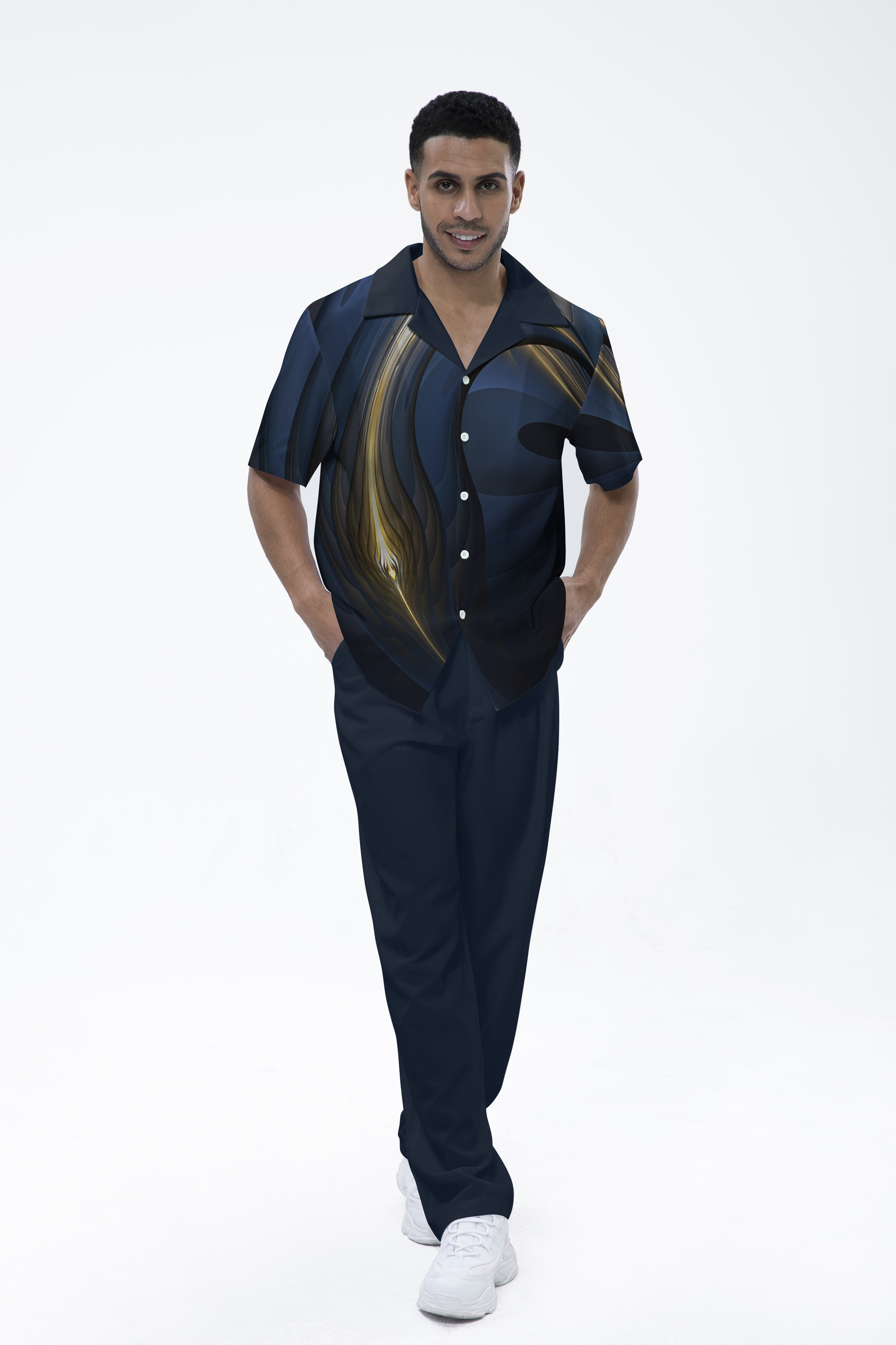 Men's Ombre Print Short Sleeve Walking Suit