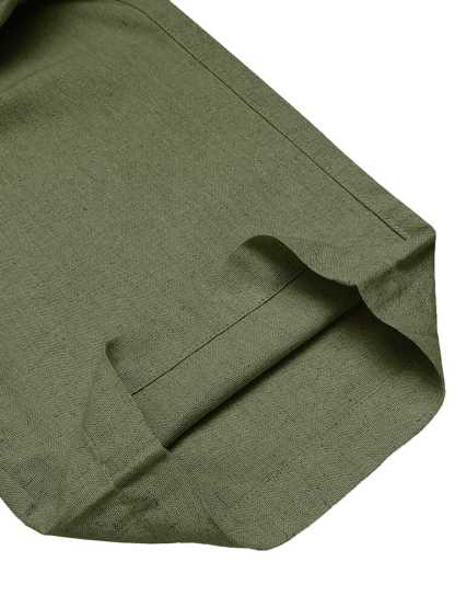 Casual Straight Linen Drawstring Pants