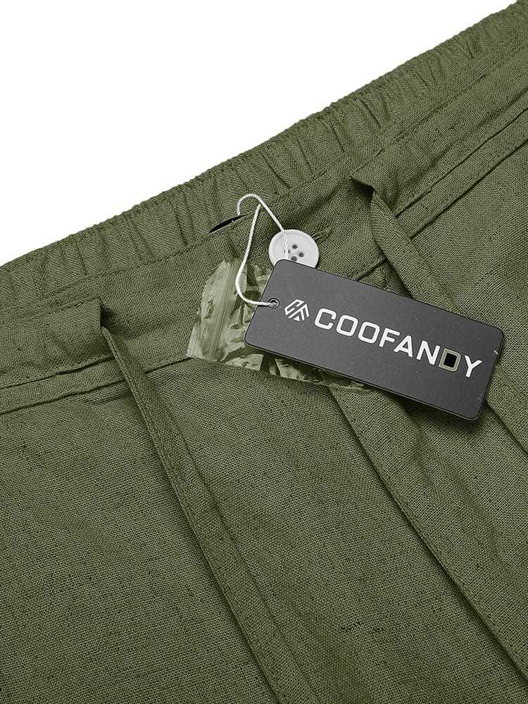 Casual Straight Linen Drawstring Pants