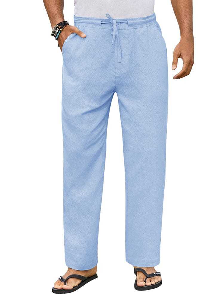 Casual Straight Linen Drawstring Pants