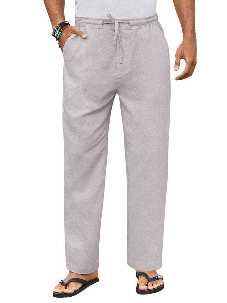 Casual Straight Linen Drawstring Pants