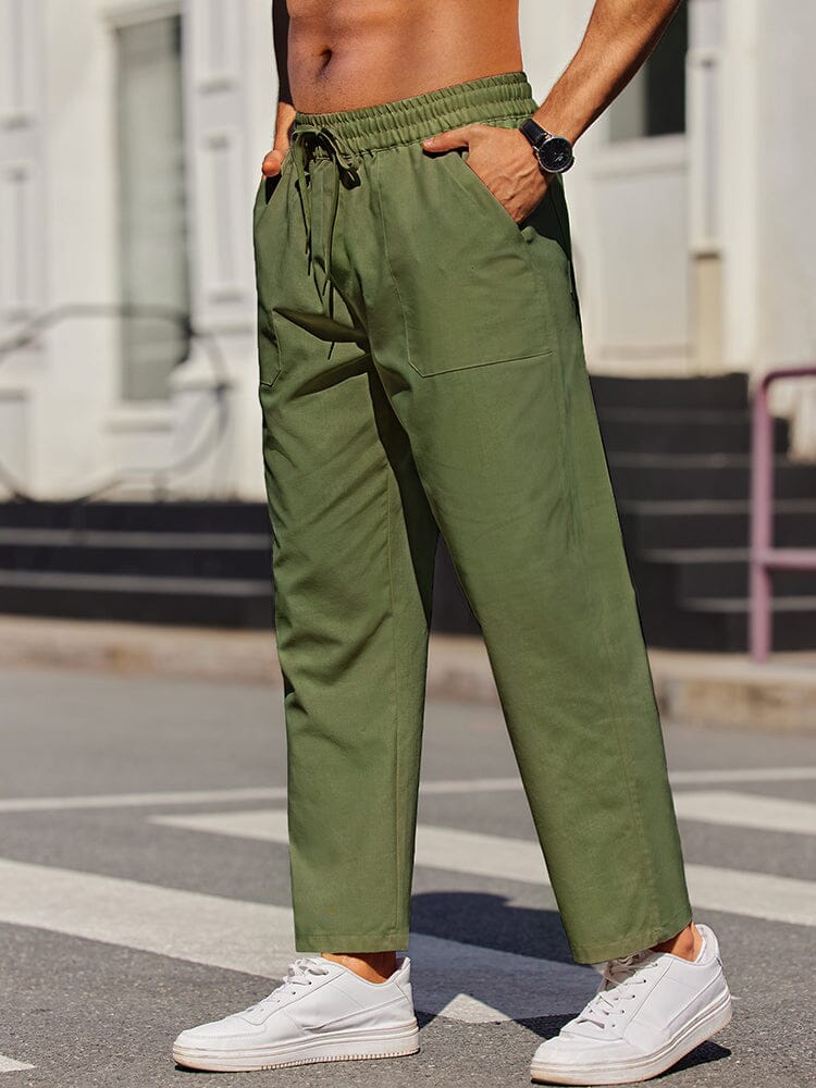 Casual Elastic Waist Linen Blend Pants