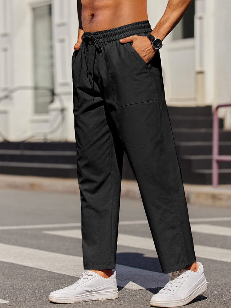Casual Elastic Waist Linen Blend Pants