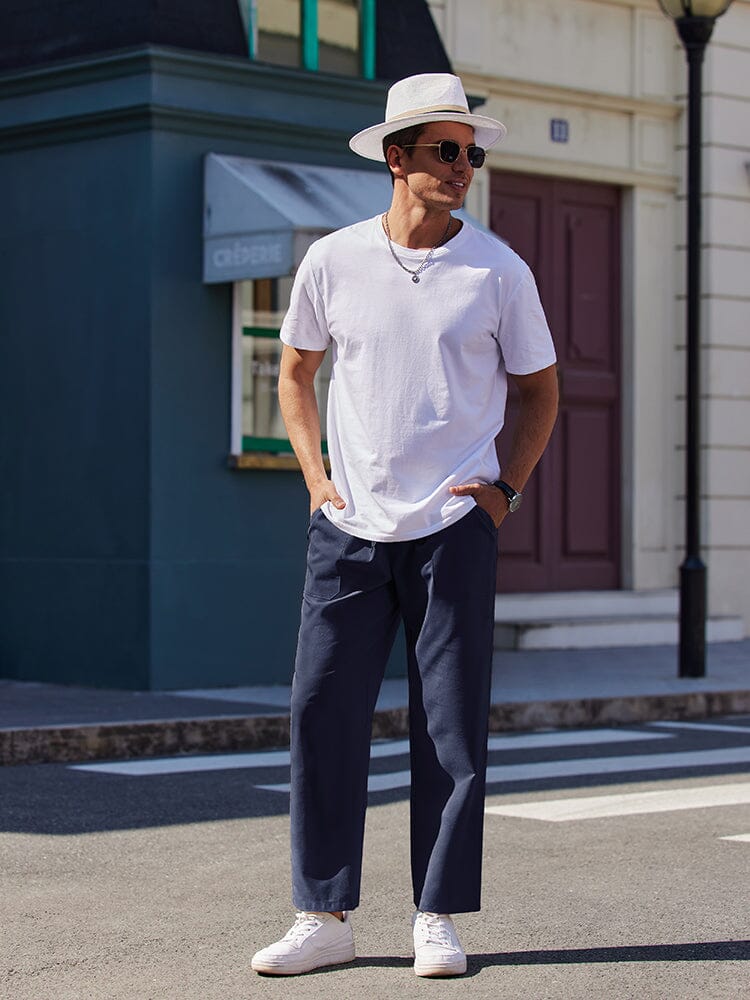 Casual Elastic Waist Linen Blend Pants