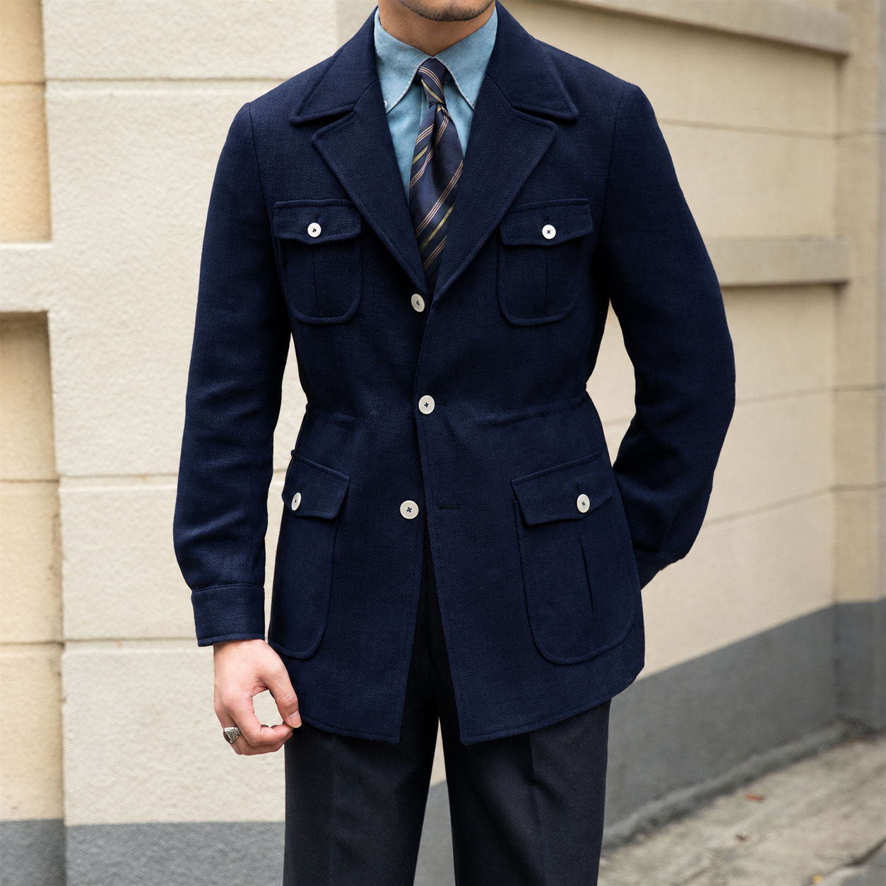 Milan Suit Collar Linen Blend Jacket