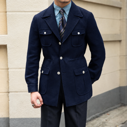 Milan Suit Collar Linen Blend Jacket