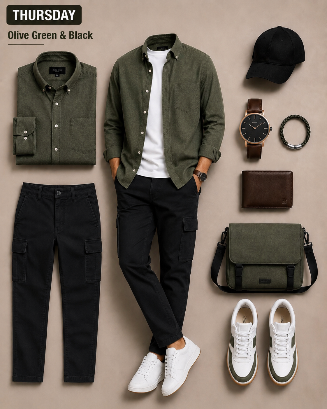 Men's Casual Long Sleeves Shirt & Chinos Pants Two‑Piece Set