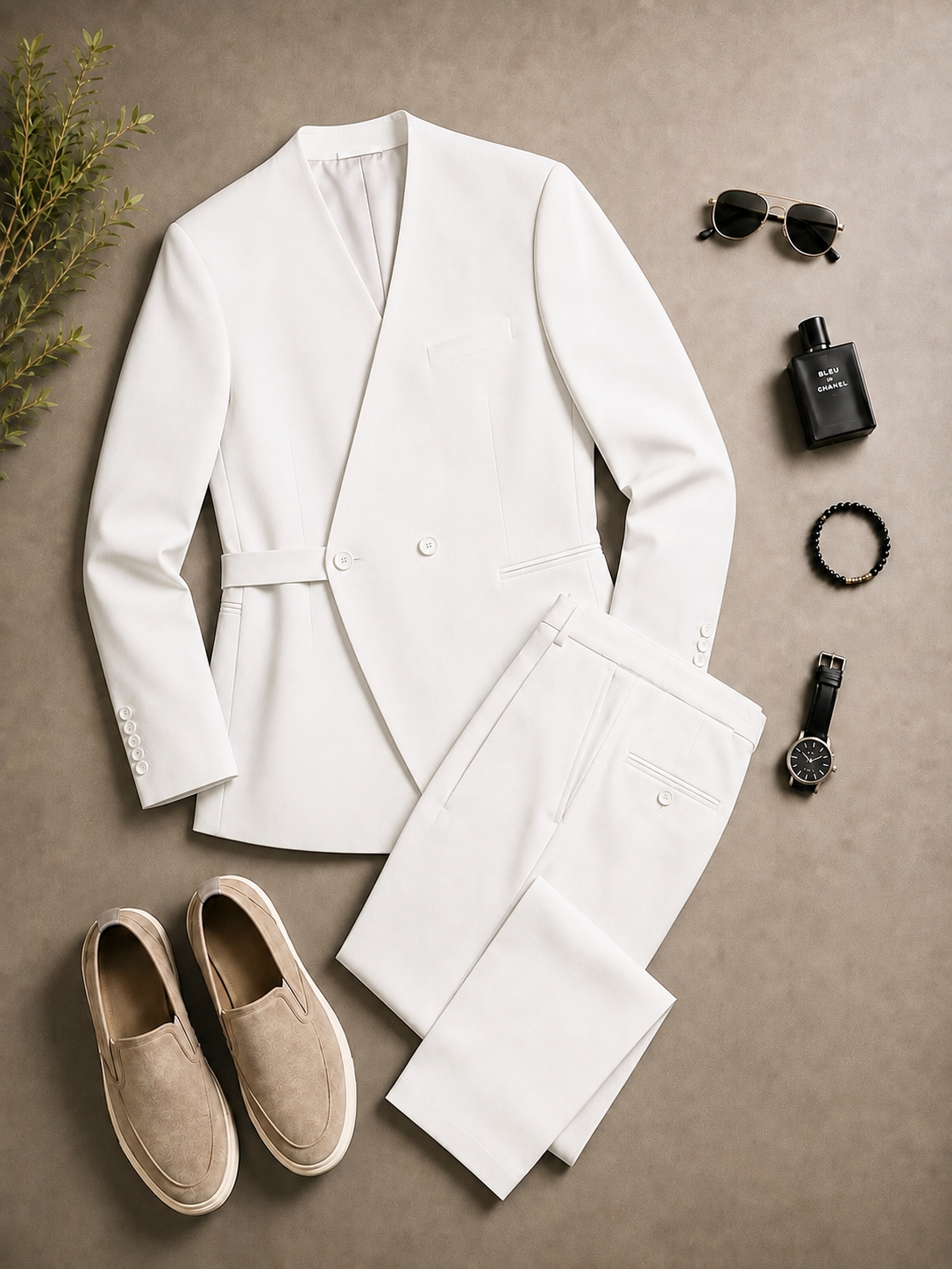 Men's Causal Asymmetric Blazer & Pants Two-Piece Sets