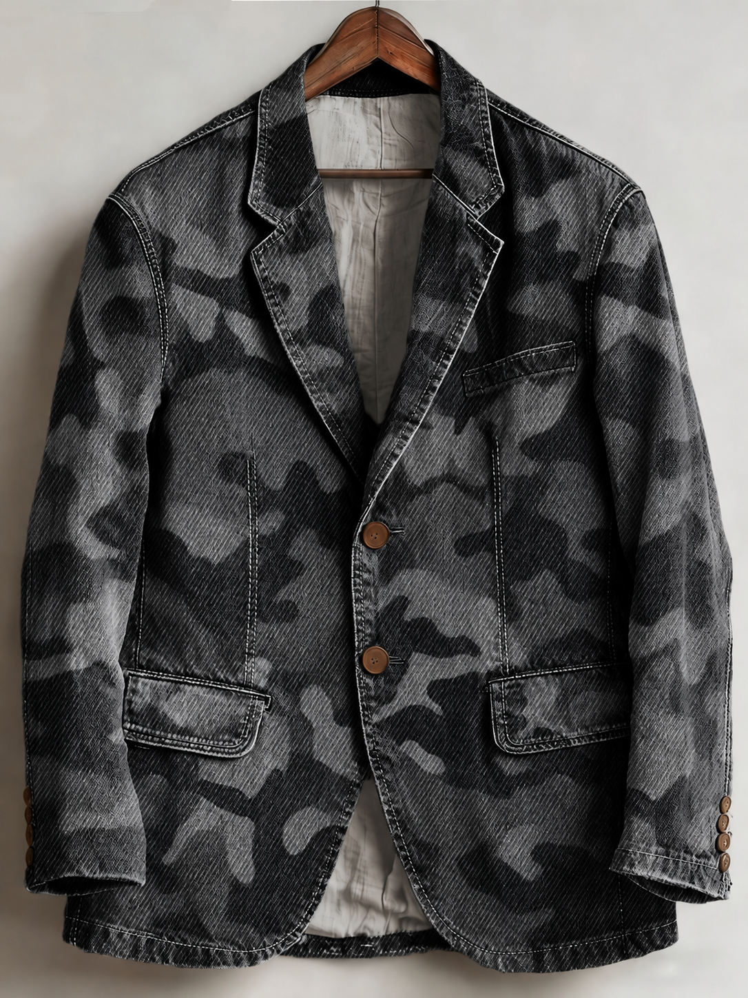 Camouflage Vintage Retro Denim Blazer