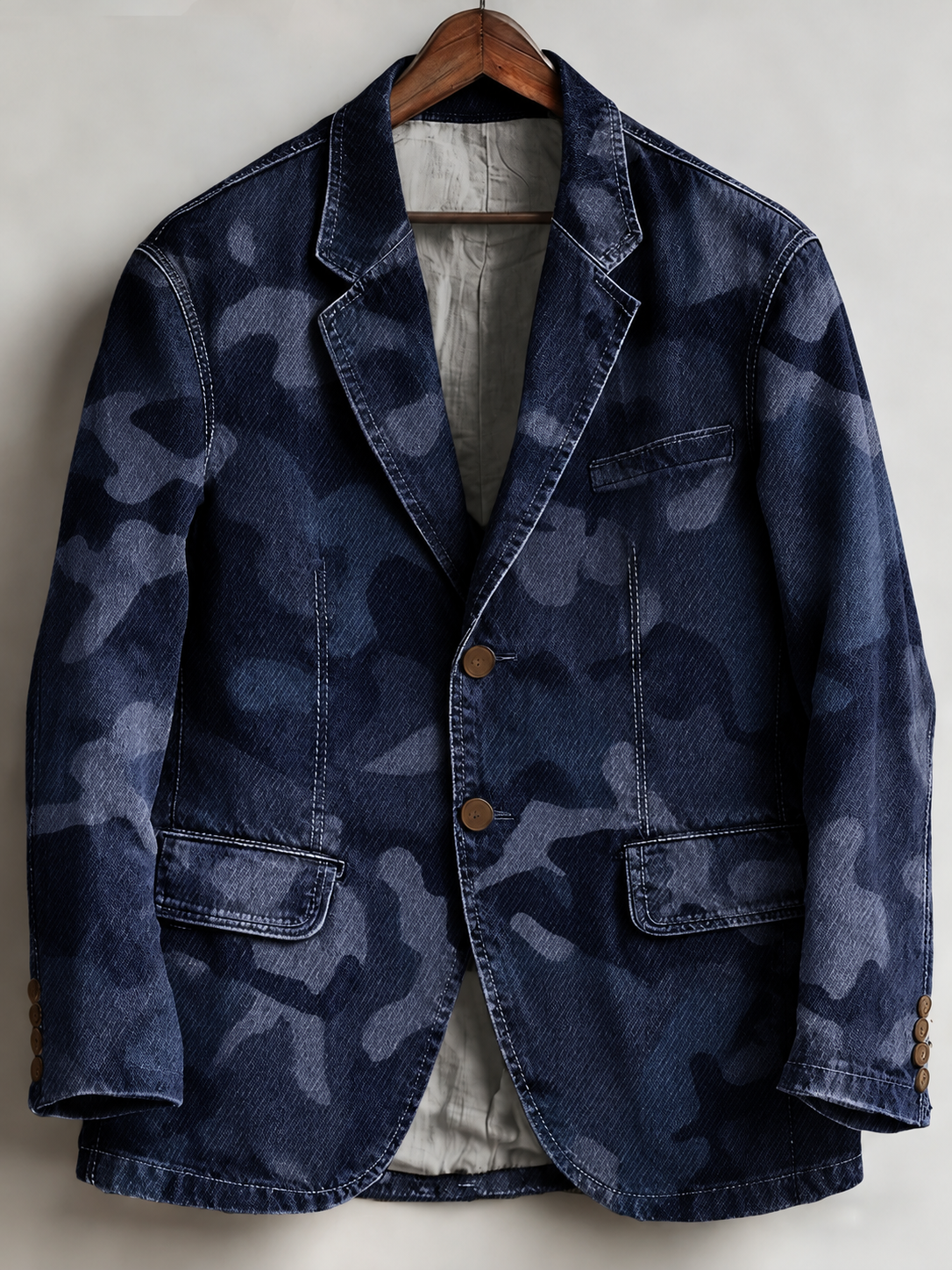 Camouflage Vintage Retro Denim Blazer