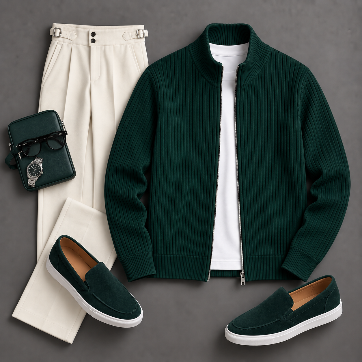 Men's Causal Stand Collar Jacket & Pants Two-Piece Sets