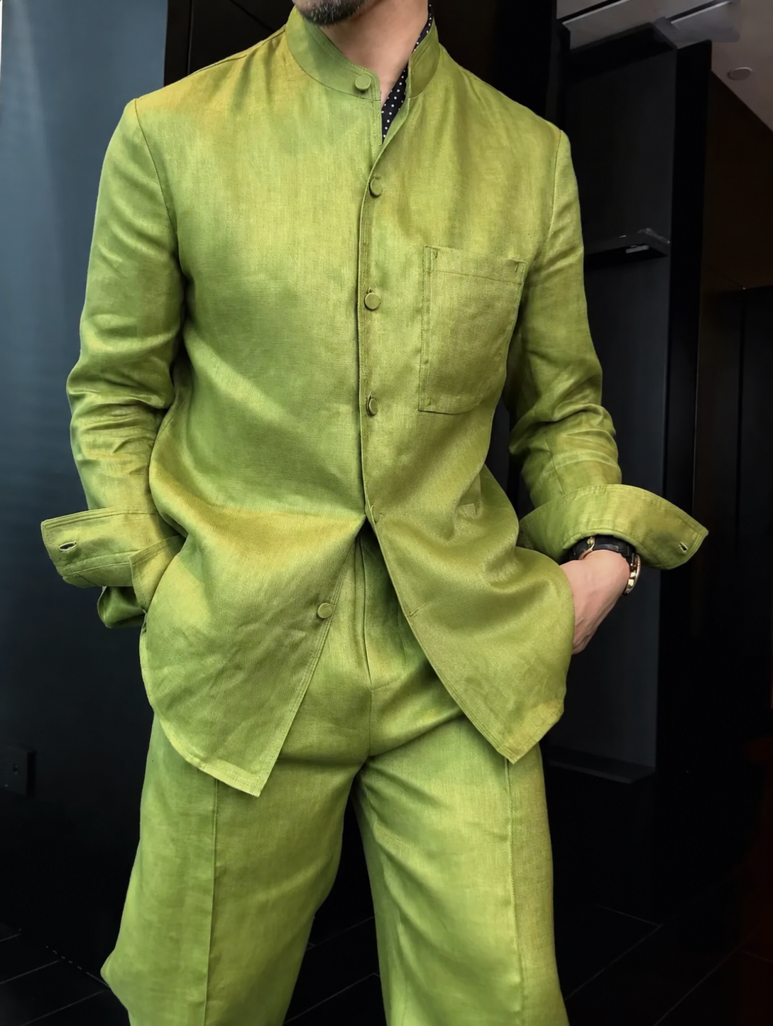 Premium Linen Mandarin Collar 2-Piece Suit | Old Money Style Breathable Set for Men