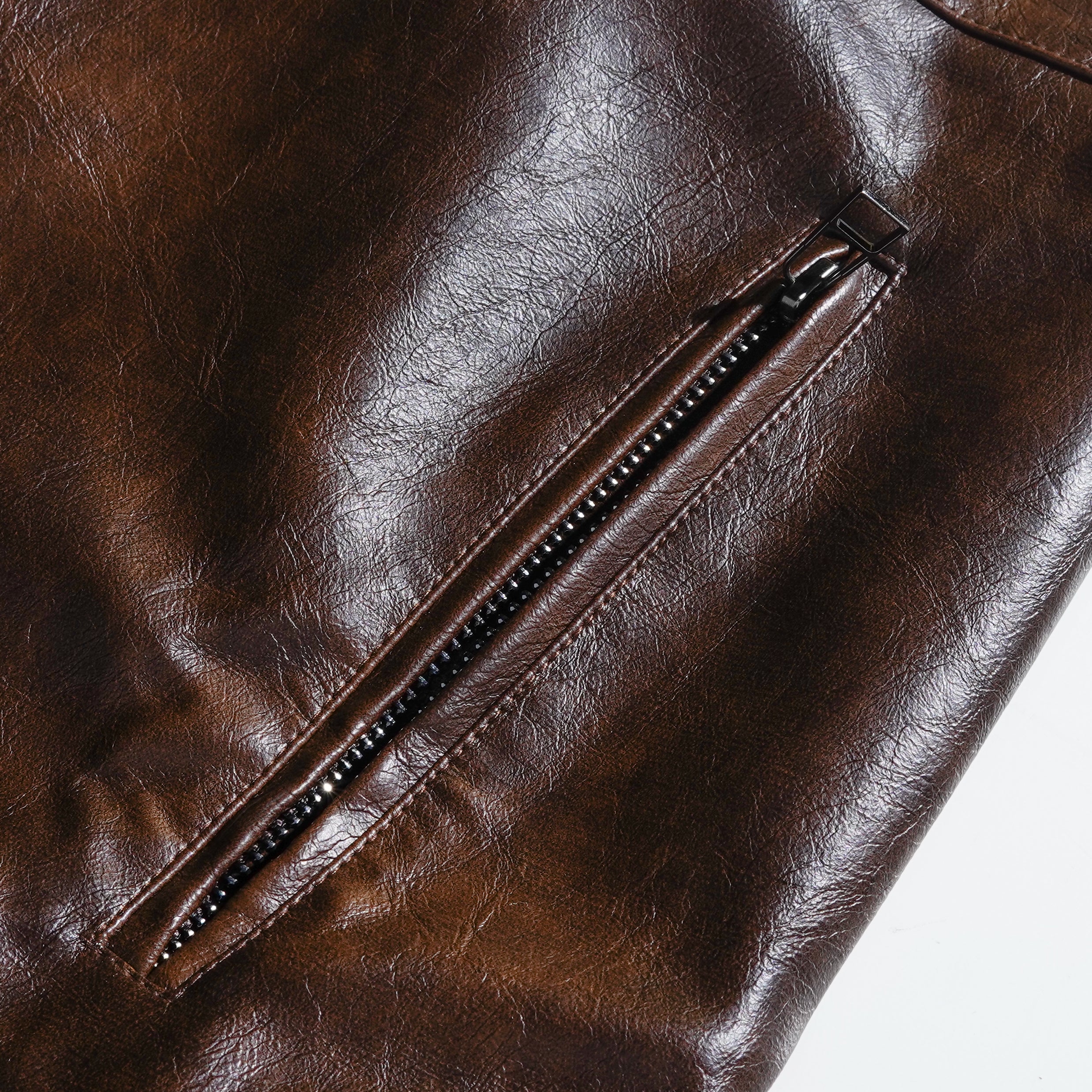Men's Vintage Distressed Zipper PU Leather Jacket
