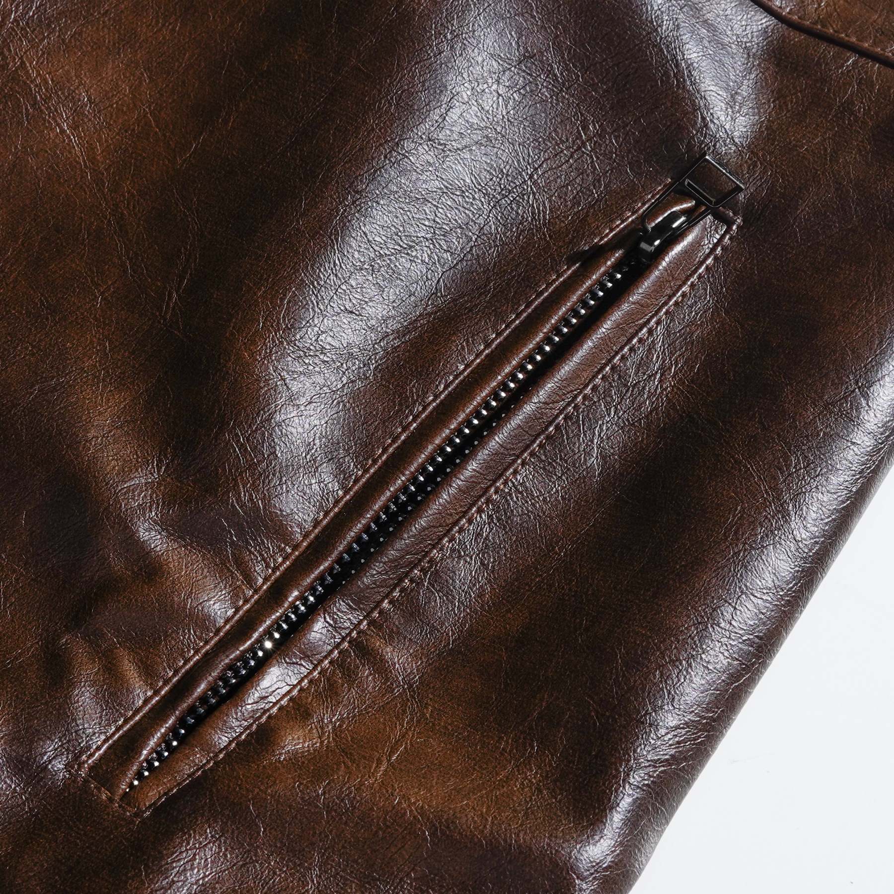 Men's Vintage Distressed Zipper PU Leather Jacket