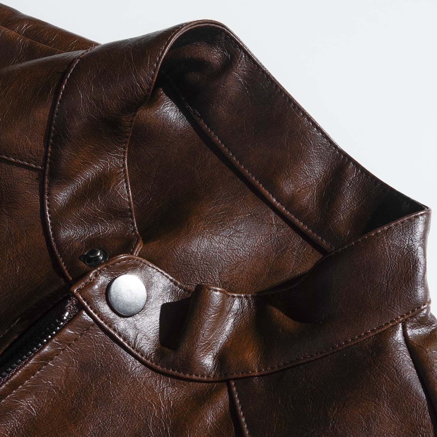Men's Vintage Distressed Zipper PU Leather Jacket