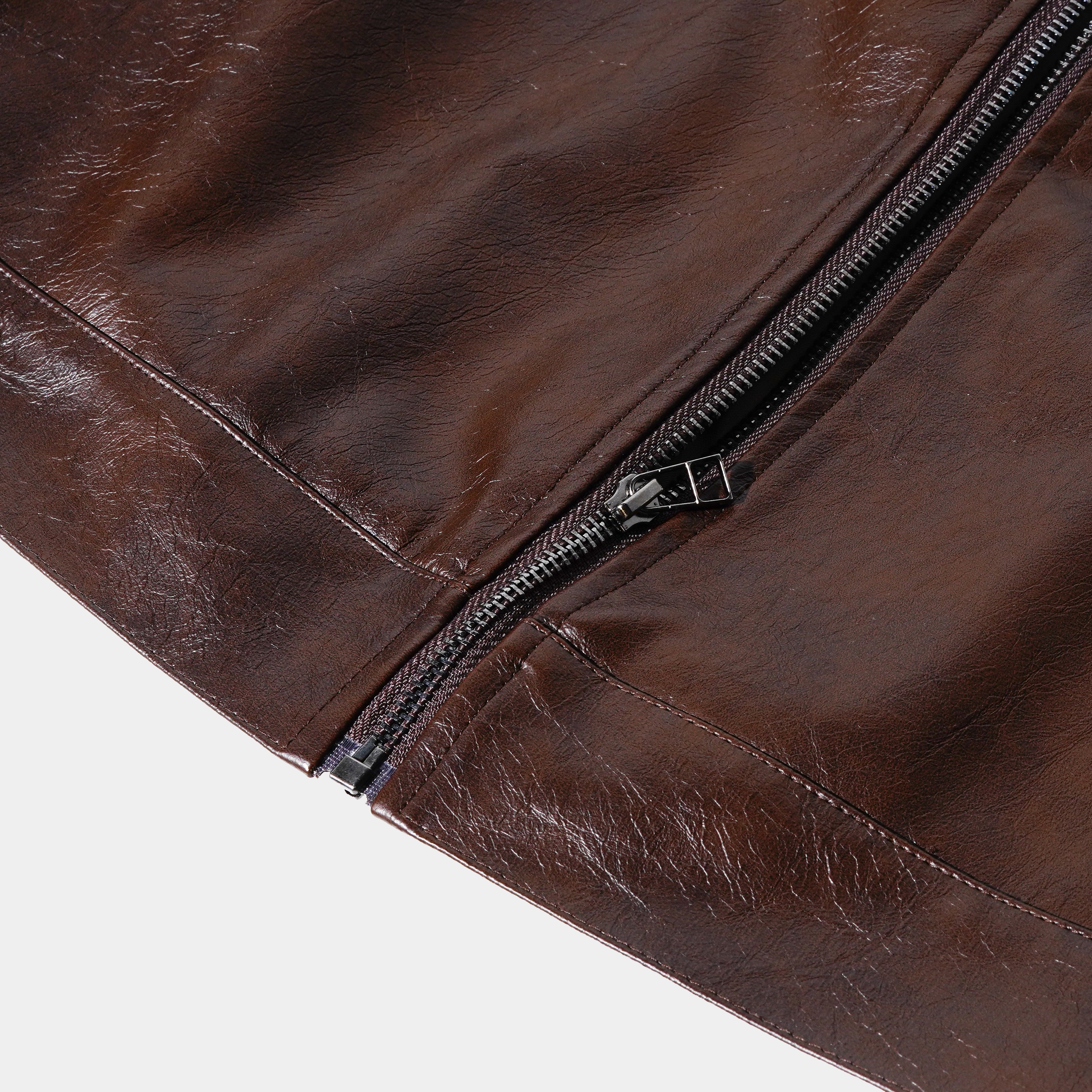 Men's Vintage Distressed Zipper PU Leather Jacket