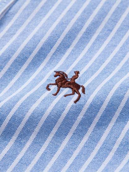 Cowboy Embroidery Cotton Stripe Shirt
