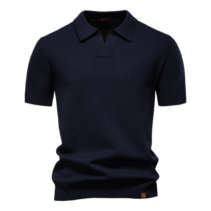 Men'S Business Seagull Collar Men'S Short-Sleeved Sweater Polo Shirt