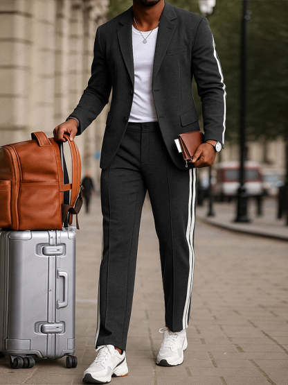 Modern Side Stripe Blazer Pants Set