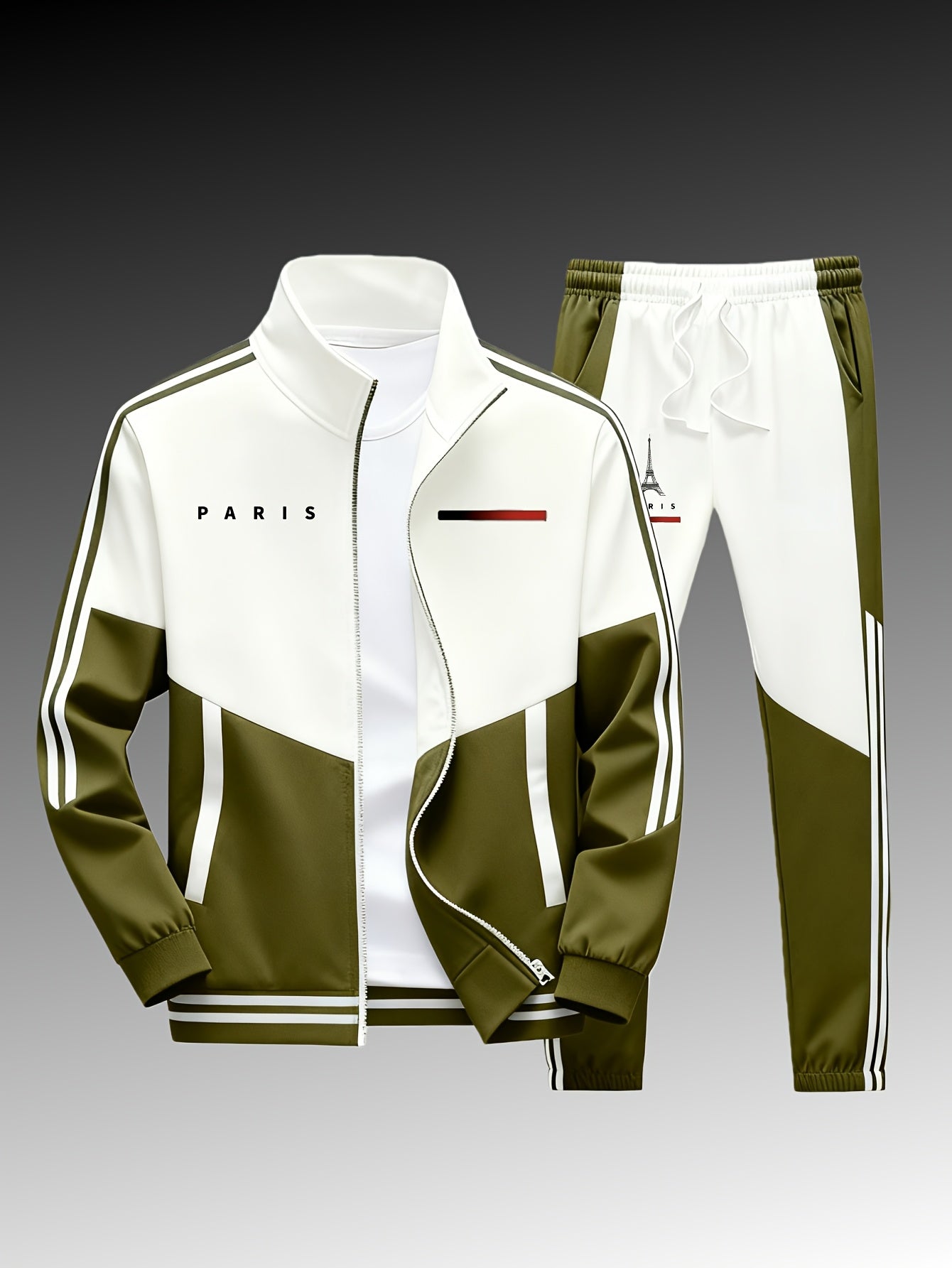 Men's Paris Logo Jacket and Jogger Tracksuit