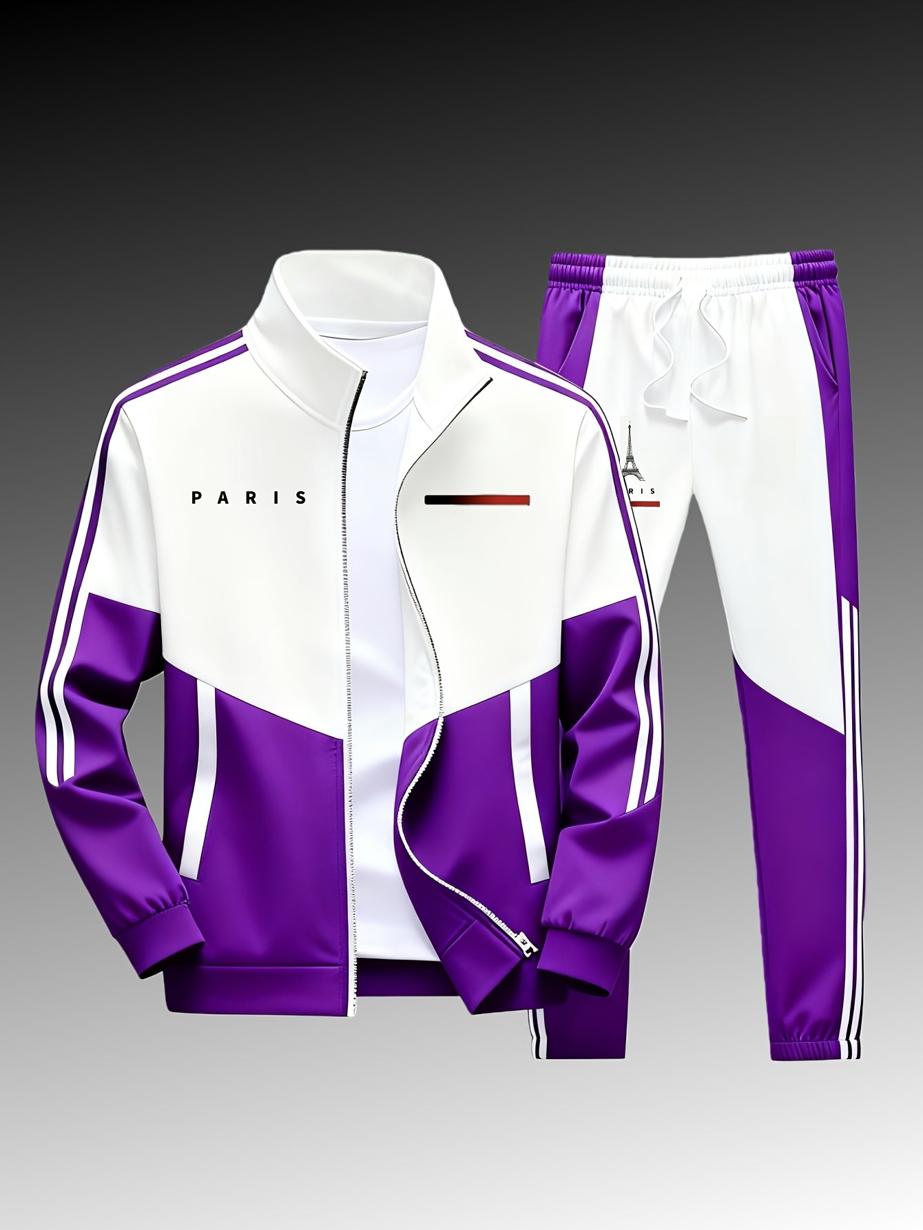Men's Paris Logo Jacket and Jogger Tracksuit
