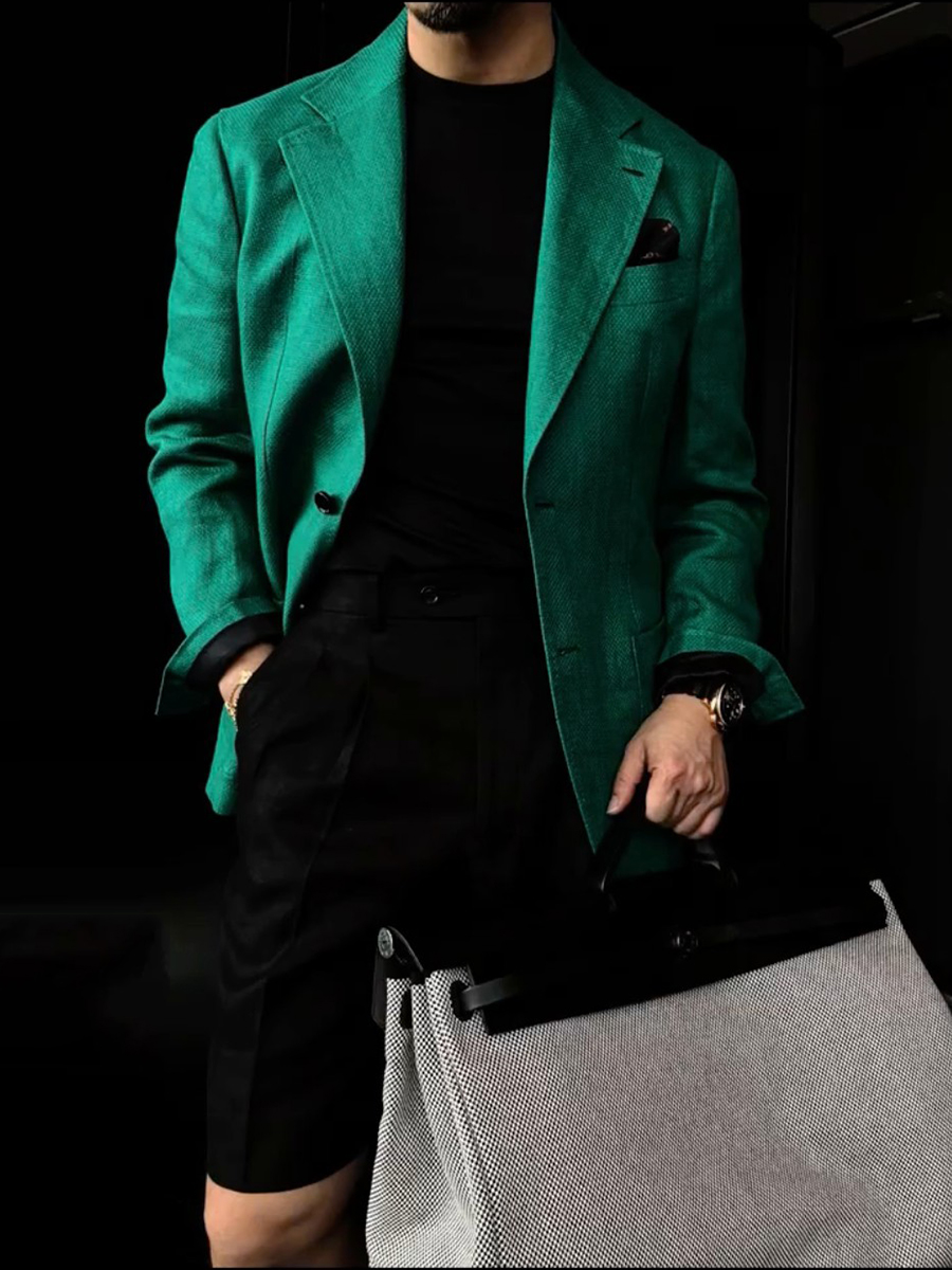 Men's Green Long Sleeves Blazer